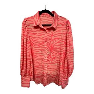 Neon Pink Zebra Print Women's Top Size Large